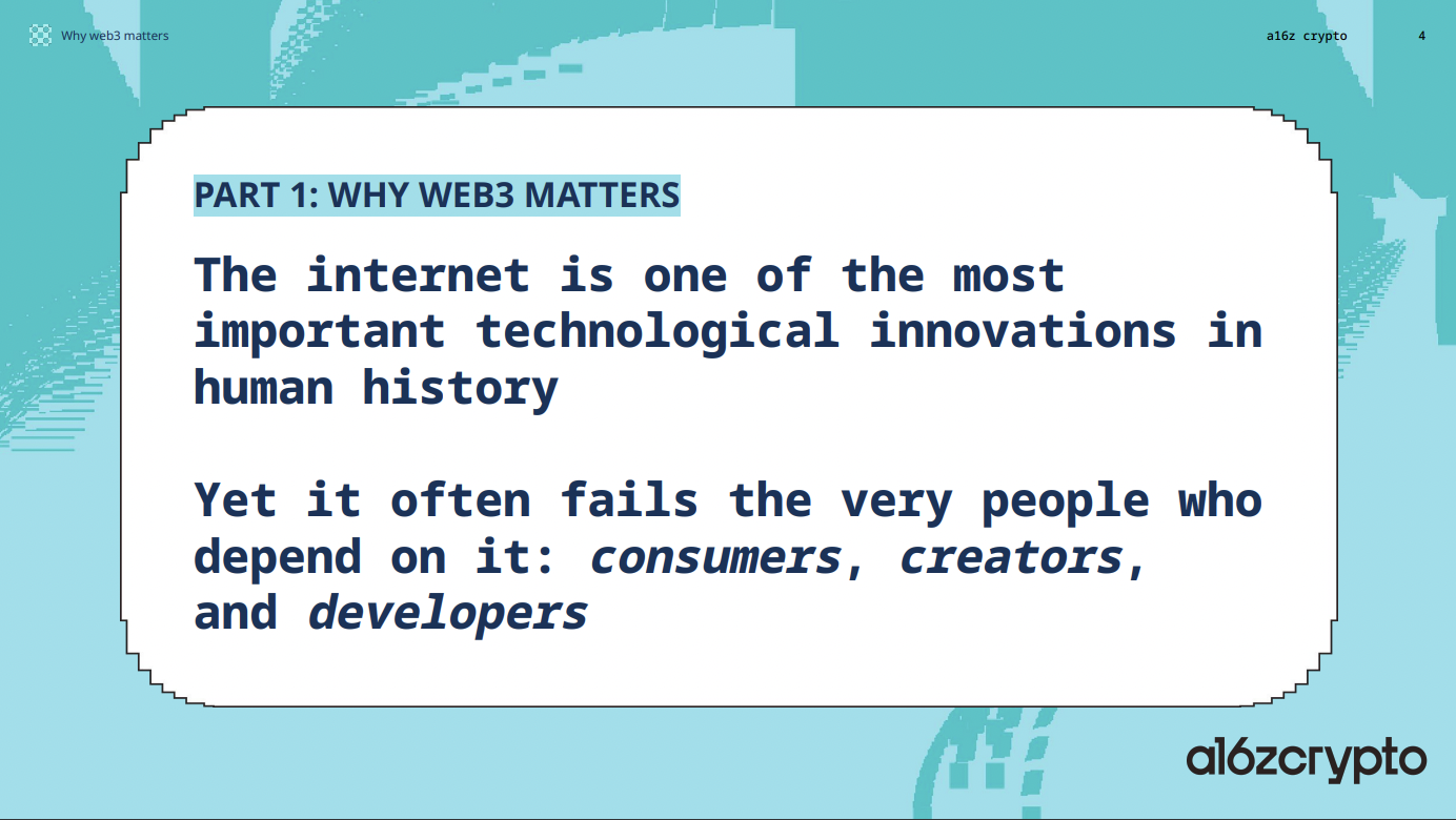 a16z interprets the development status, business boundaries and regulatory innovation of Web3