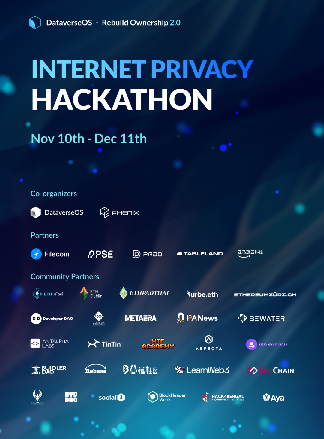 Rebuild Ownership 2.0: Internet Privacy黑客松即将开启