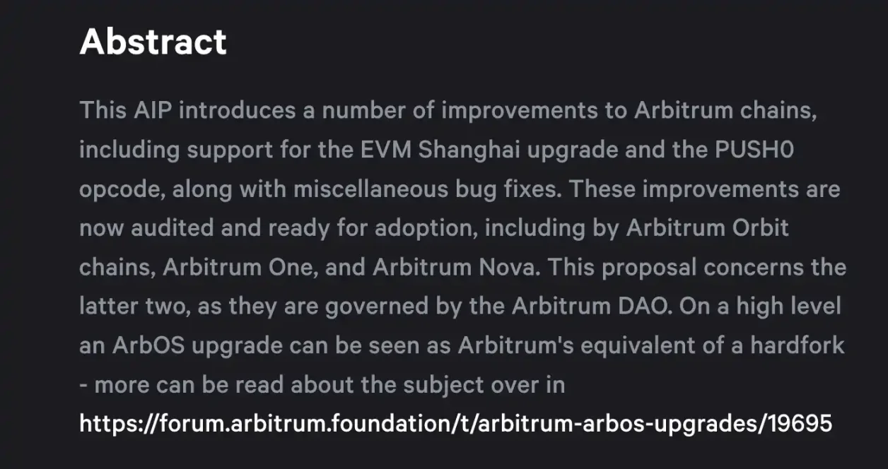 ArbOS V11提案已获超99%投票支持，Arbitrum基本面将迎来重大变化？