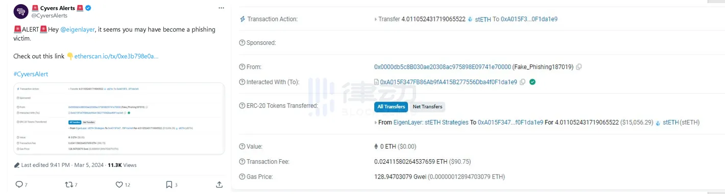 TVL才剛突破100億美元的EigenLayer ，就已成為駭客眼中的「香餑餑」？