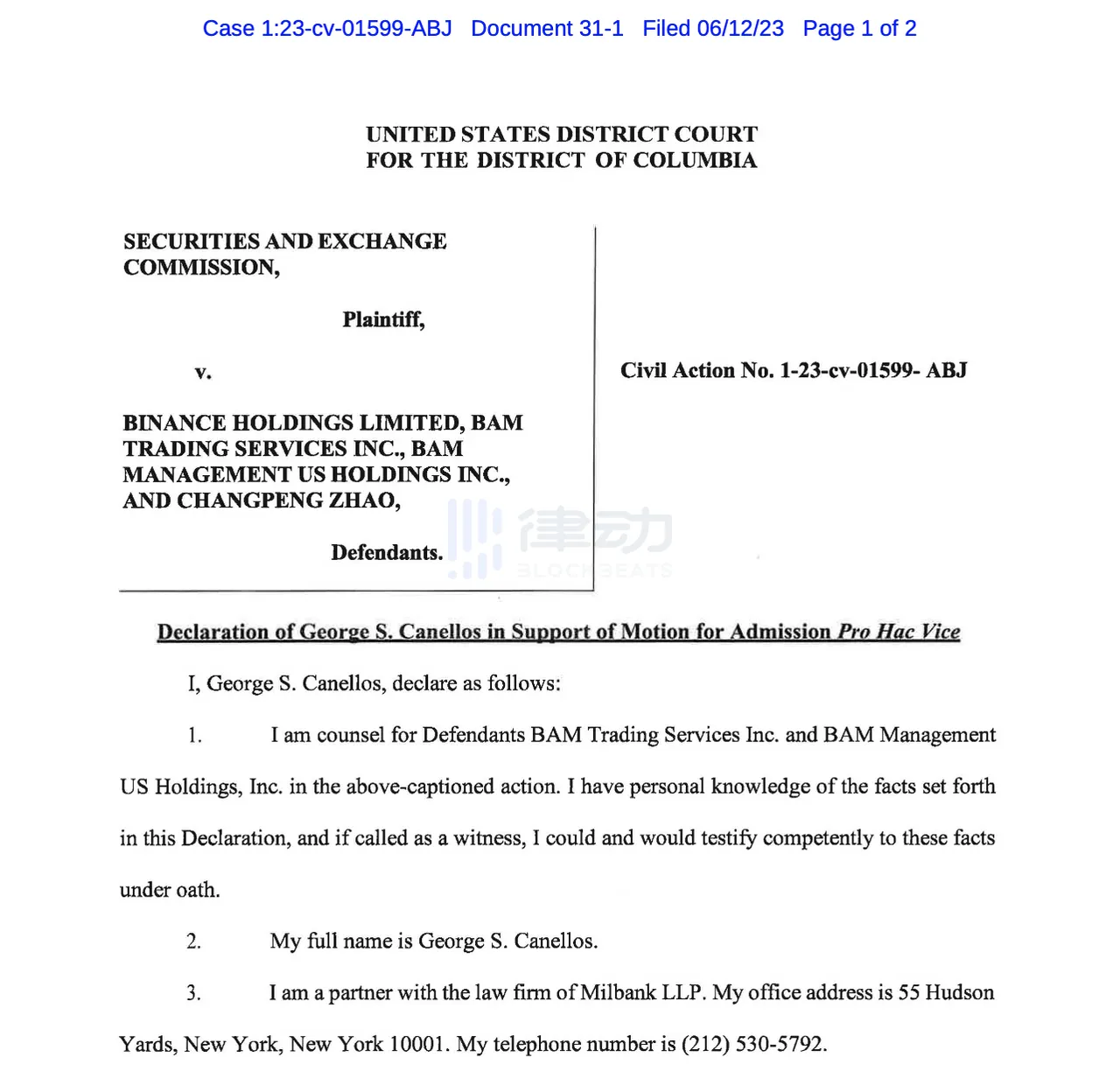 执法经验丰富，监管背景深厚，Binance.US聘请的律师George Canellos能打赢与SEC的硬仗吗？