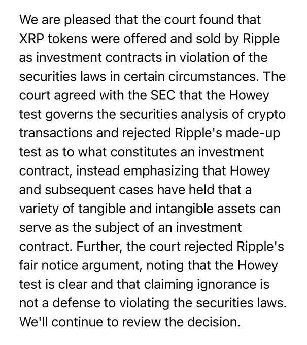 Ripple短暂胜诉，XRP代币不是证券？
