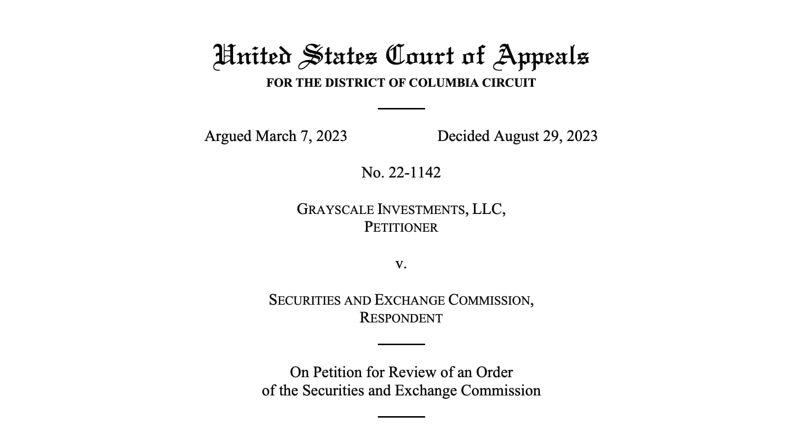 解讀灰度勝訴案：法院認為SEC“雙標”，初步裁決鋪路現貨ETF