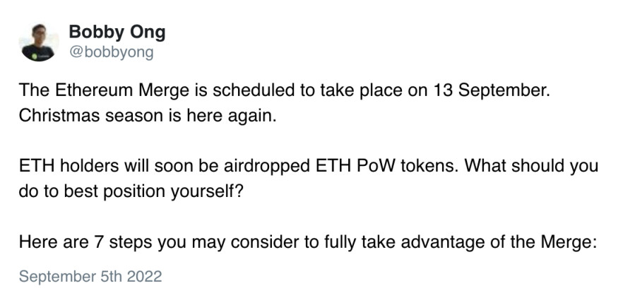 Bankless：如何利用ETHPoW分叉套利？