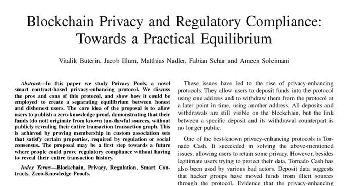 Vitalik最新論文精煉：Privacy Pools如何解決“隱私、去中心化、合規”的不可能三角難題？