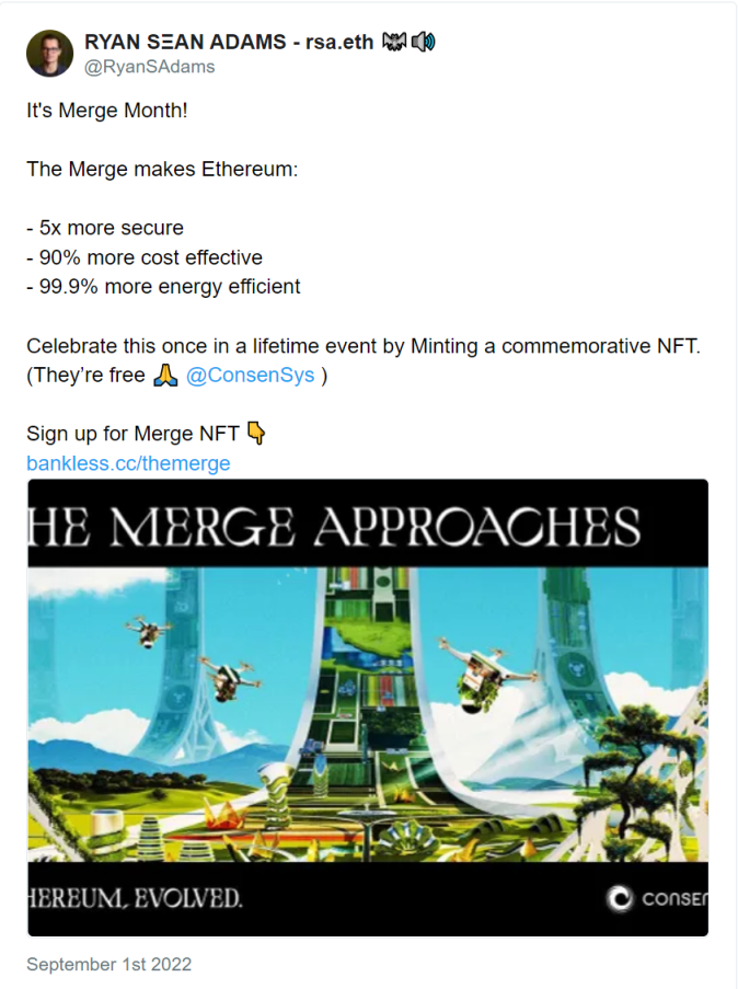銘記這一刻：這些有趣的以太坊合併紀念版NFT值得收藏