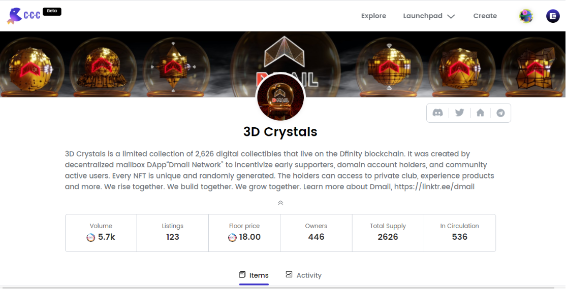 Dmail 3D Crystal火爆上线Relation NFT Club，CCC Protocol共促IC Club繁荣发展