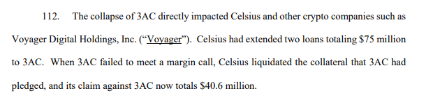 Celsius对三箭资本的索赔总额为4060万美元