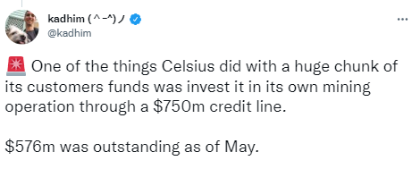 金融时报记者：Celsius曾承诺不交易客户资金，但将大量客户资金投入其挖矿业务