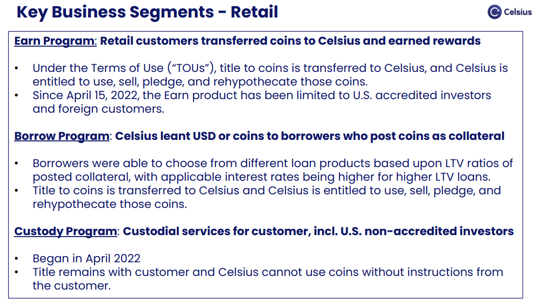 Celsius律师称用户放弃了对其“Earn and Borrow”账户加密货币的所有权