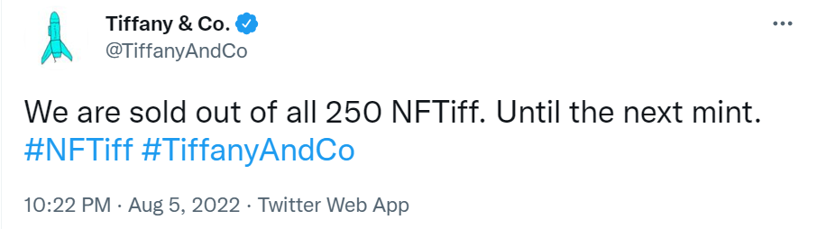 蒂芙尼NFT系列 NFTiff 已售罄