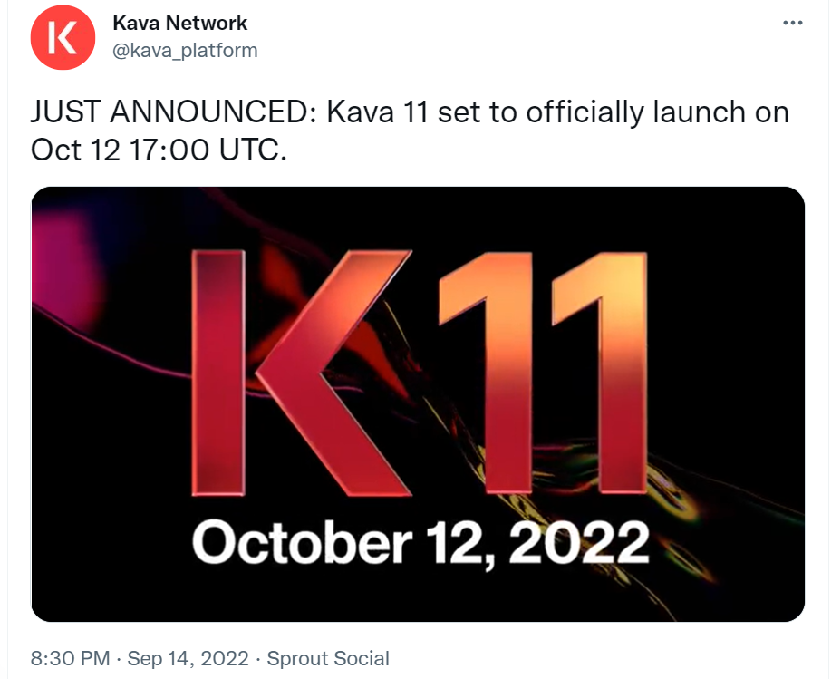 Kava 11將於北京時間10月13日發布