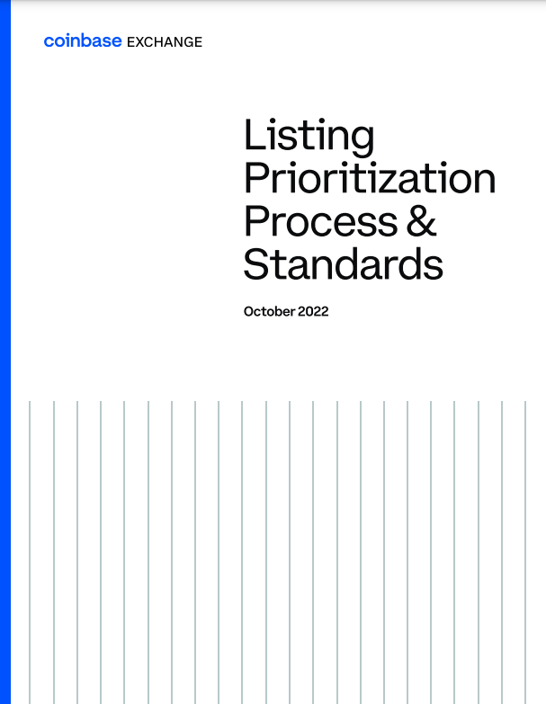 Coinbase发布《资产上市优先流程和标准》