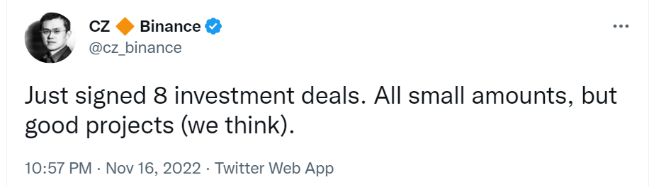 赵长鹏：刚刚签署投资8个小而好的项目