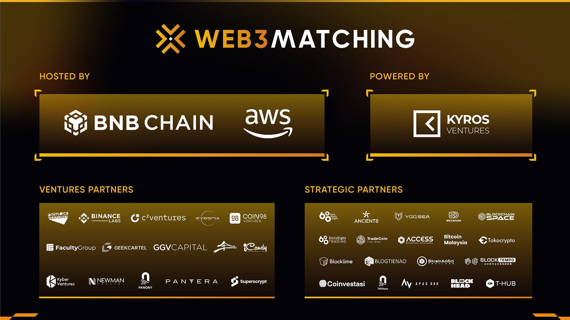 东南亚投资创业盛会Web3 Matching即将举行，AWS、BNB Chain、Kyros Ventures主办