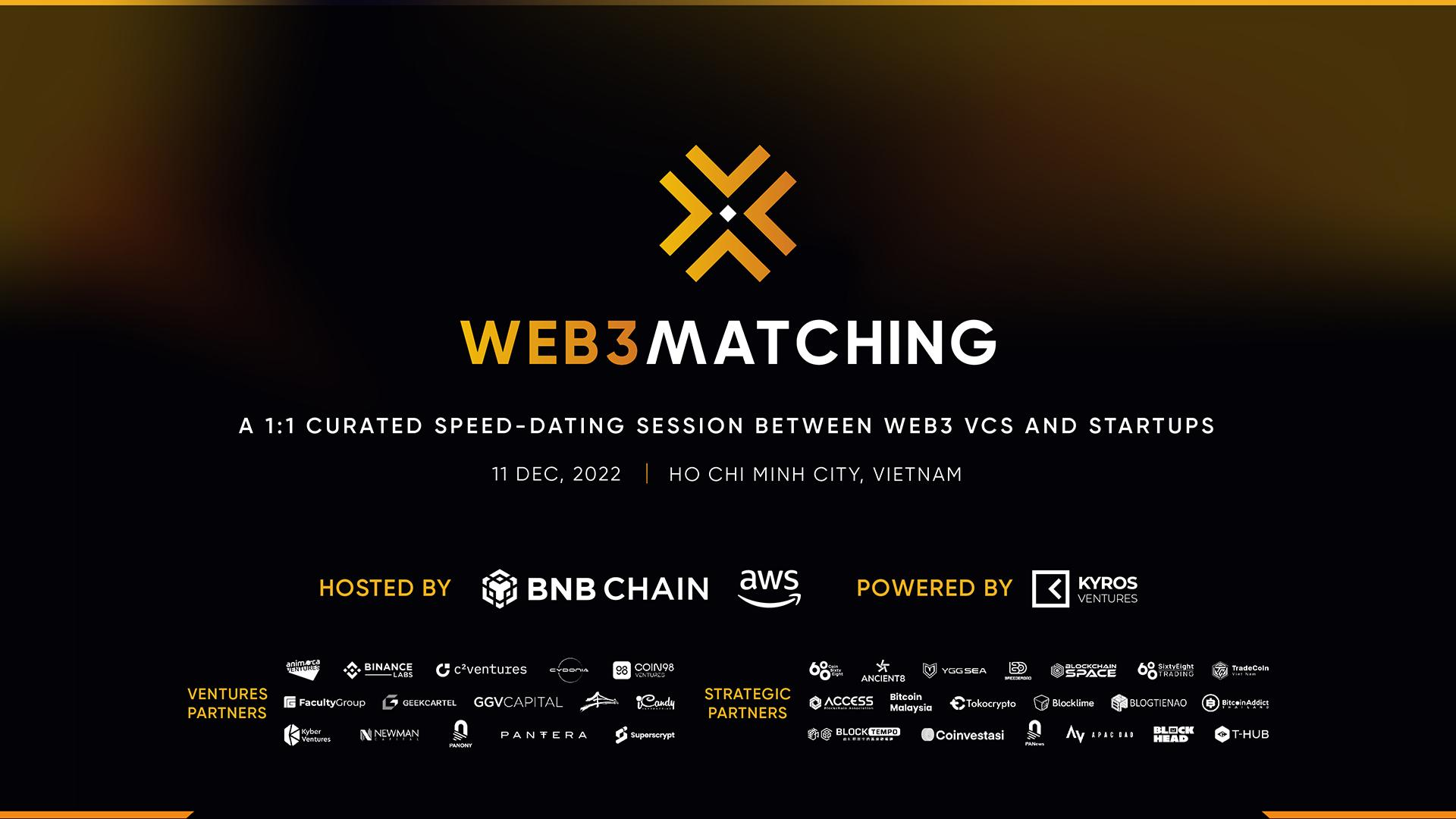 東南亞投資創業盛會Web3 Matching即將舉行，AWS、BNB Chain、Kyros Ventures主辦