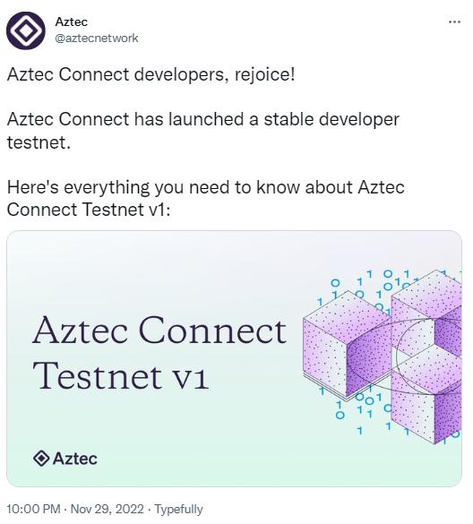 DeFi隐私桥Aztec Connect推出开发者测试网v1
