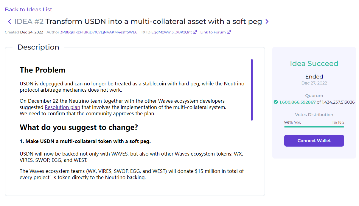 Neutrino关于将USDN转变为具有软锚定的多抵押资产的提案已获投票通过