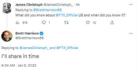 前FTX US总裁Brett Harrison称其会“及时”分享该交易所信息