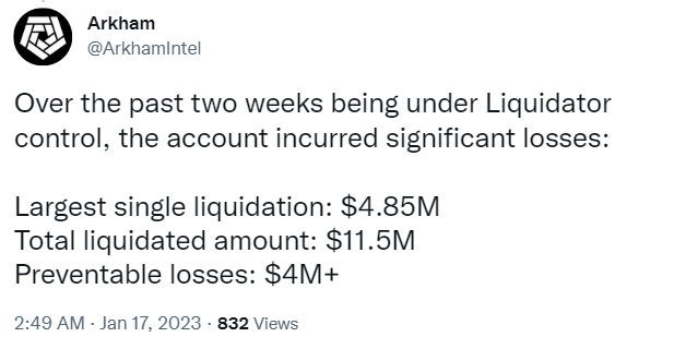 Alameda钱包在清算人控制下已累计损失1150万美元,其中400万美元是“可预防损失”
