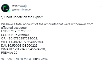 Revert Finance v3utils合约被攻击，损失约3万美元