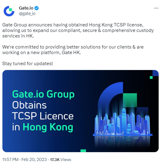 Gate Group获得香港TCSP牌照，将提供资产托管服务