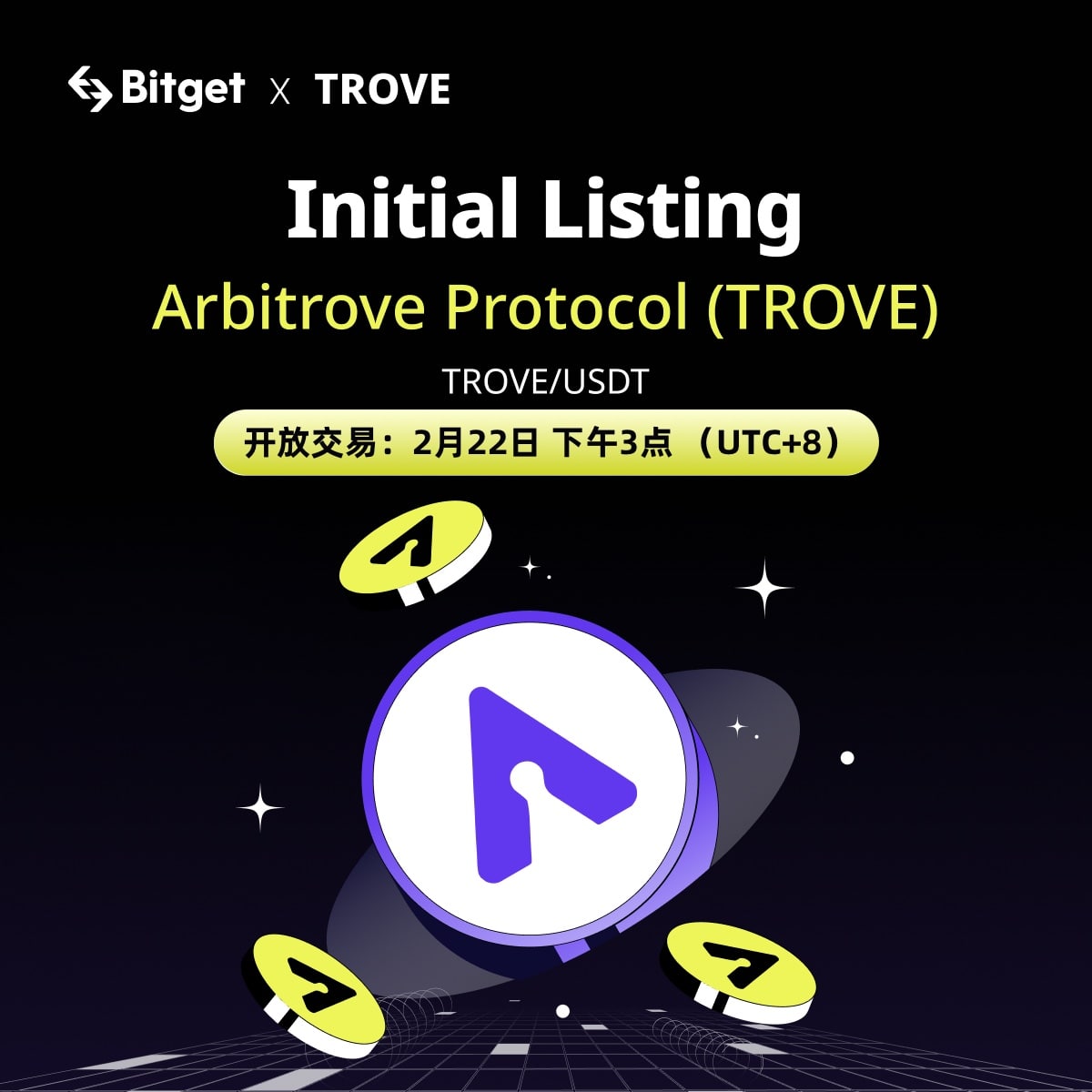 Bitget於今日下午3點上線Arbitrove Protocol（TROVE）