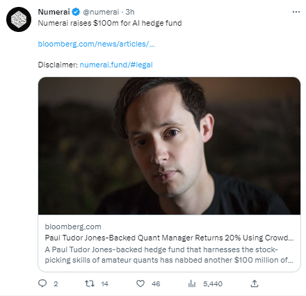 对冲基金金融技术公司Numerai为其AI对冲基金完成1亿美元募资