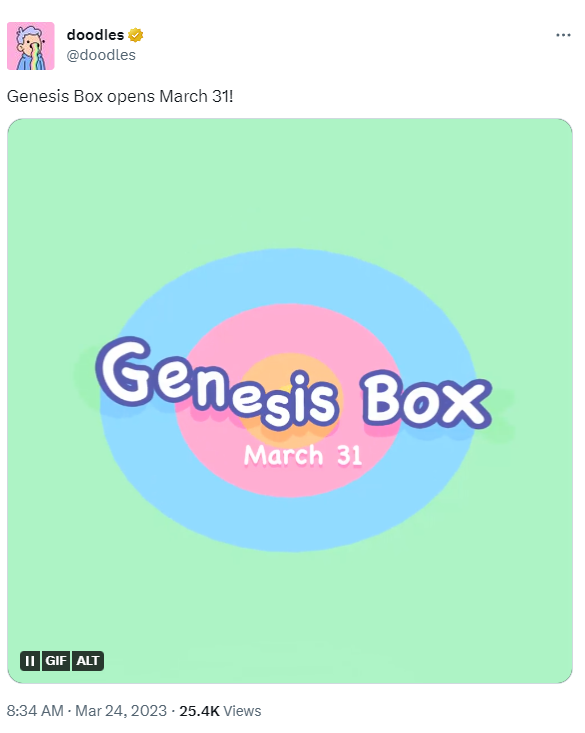 Doodles 2可穿戴设备NFT“Genesis Box”将于3月31日开图