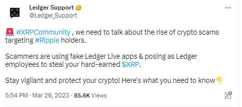 Ledger：用户需警惕虚假Ledger Live应用程序窃取XRP的骗局