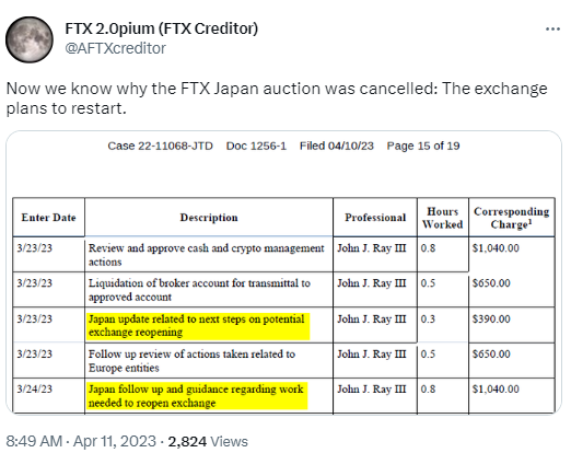 FTX债权人:FTX Japan或因计划重启而取消拍卖