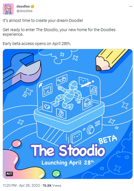 Doodles将于4月28日开放The Stoodio早期Beta测试版