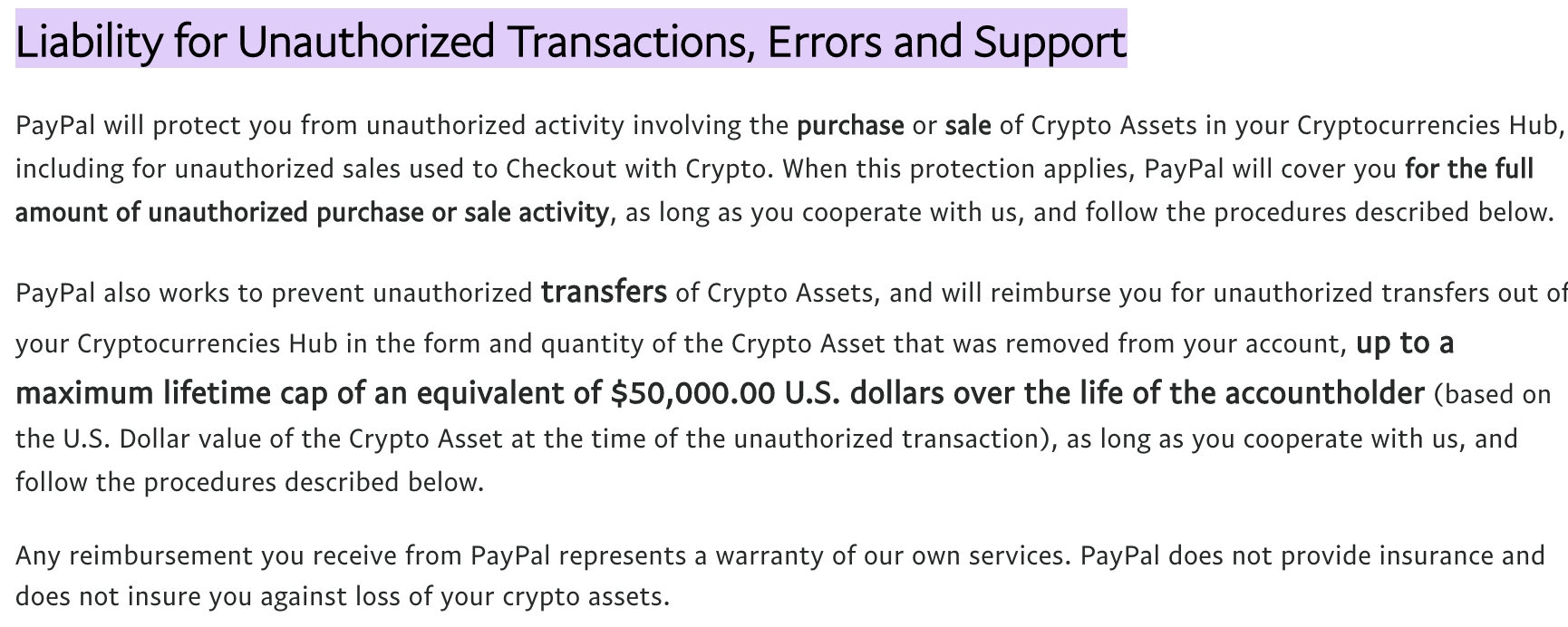 PayPal为消费者加密支付提供5万美元的自愿Reg E保险