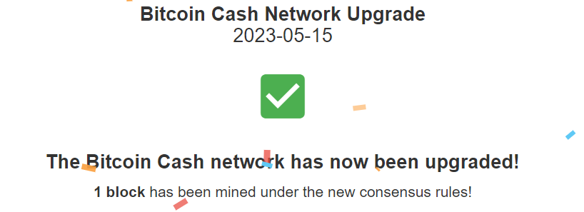 Bitcoin Cash（BCH）主网已完成硬分叉升级