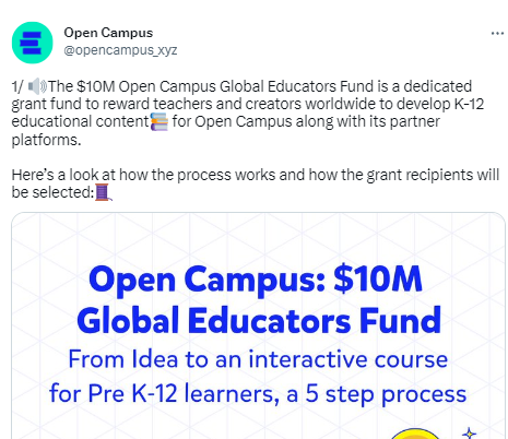 Open Campus推出价值1000万美元全球教育工作者基金