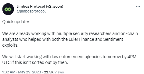 Jimbos protocol：若攻擊者未在限時內歸還資金，將聯繫執法部門