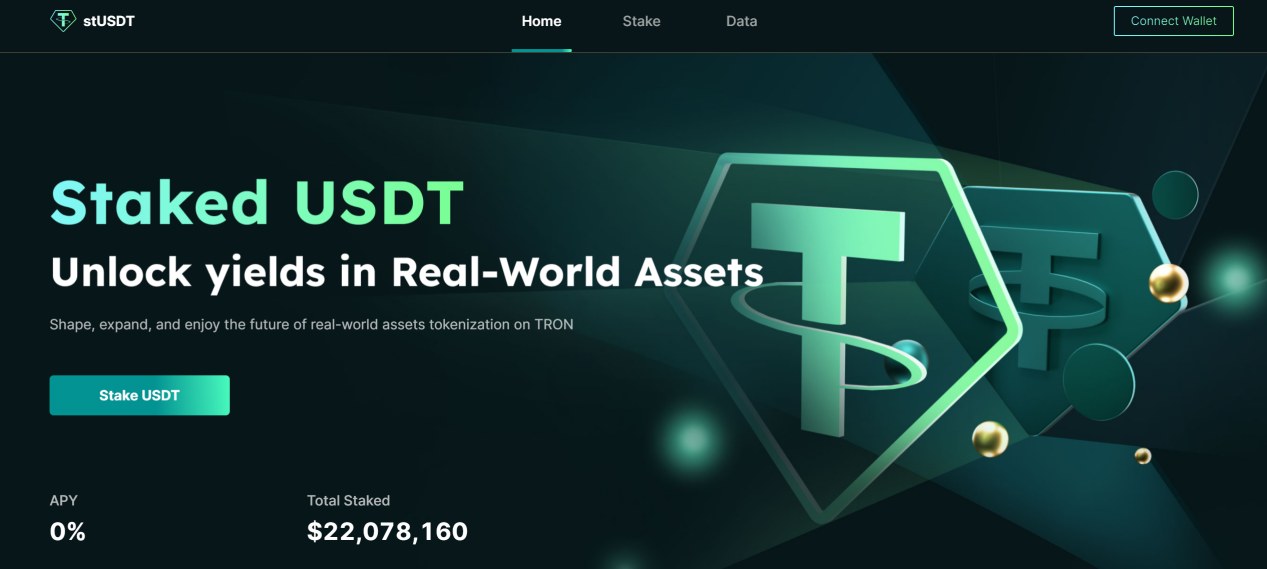 波场TRON首个RWA产品stUSDT首日质押总量已超过2200万USDT