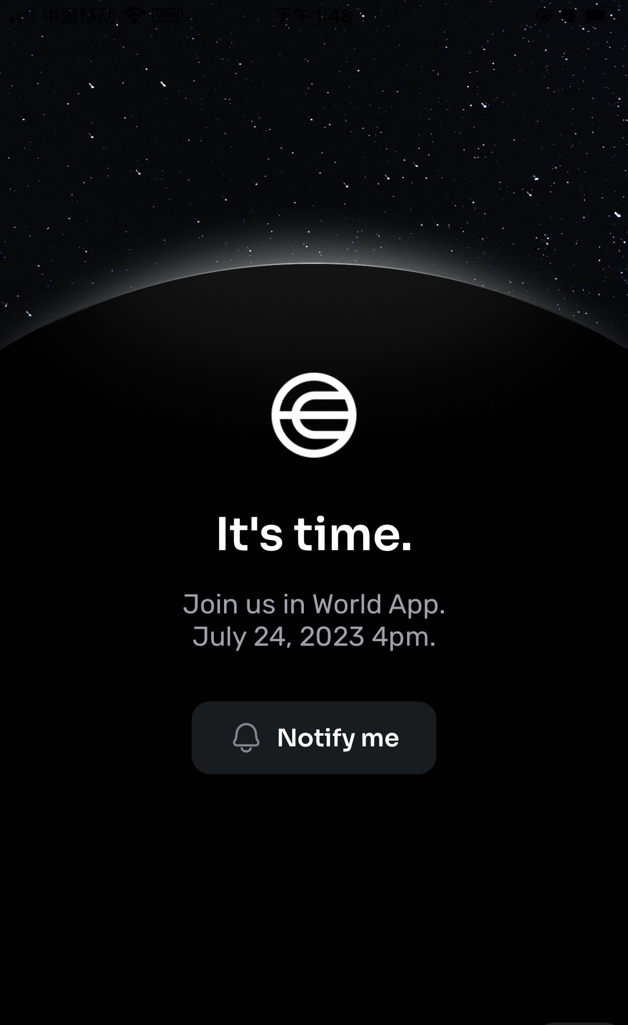 Worldcoin将于今日16:00发布重要消息，目前APP无法进入主页面
