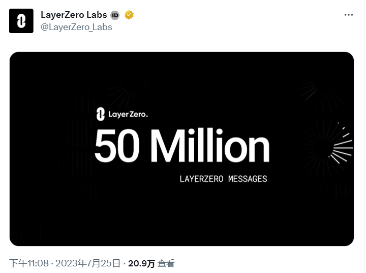 数据：LayerZero跨链传递信息超5000万条