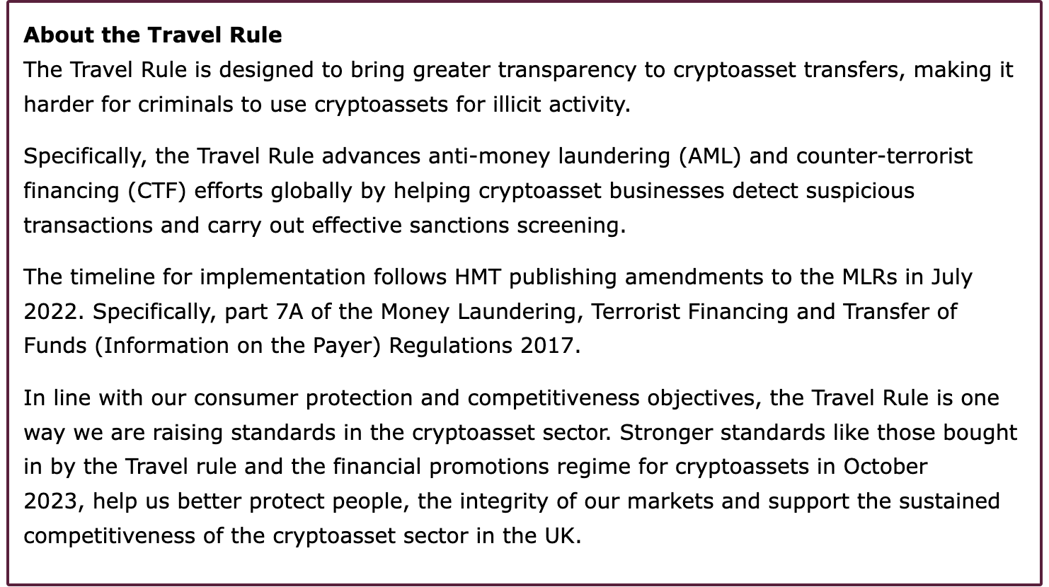 英国金融行为监管局：英国加密企业将从9月1日起被要求执行“旅行规则”