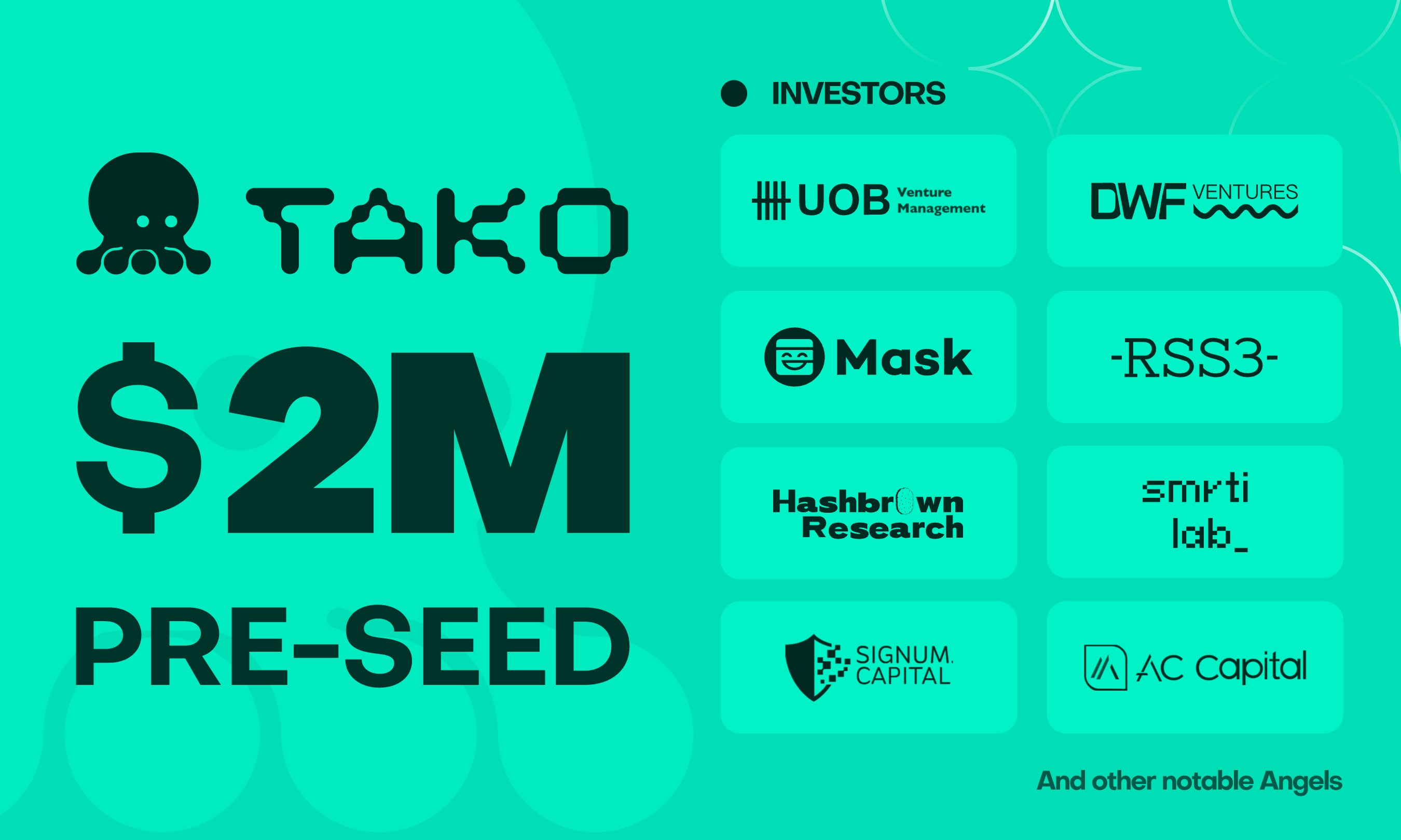 去中心化社交推薦協議Tako Protocol完成200萬美元Pre-Seed輪融資