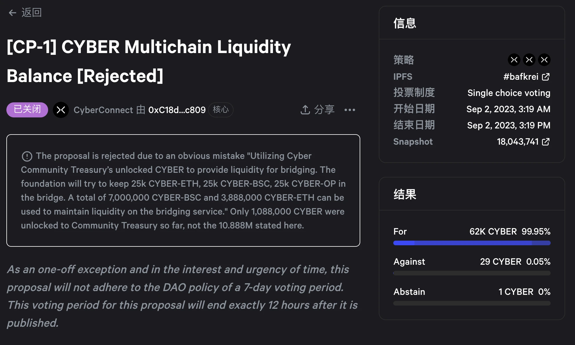 CYBER首个链上提案夭折了？一文回顾CYBER治理闹剧始末