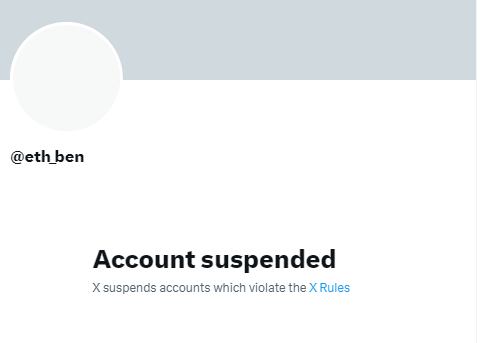 ben.eth的X账号已被冻结