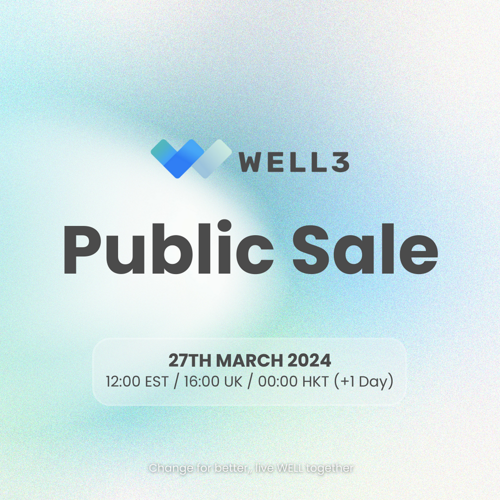 Web3創新健康平台WELL3將於3月28日開啟$WELL代幣公售