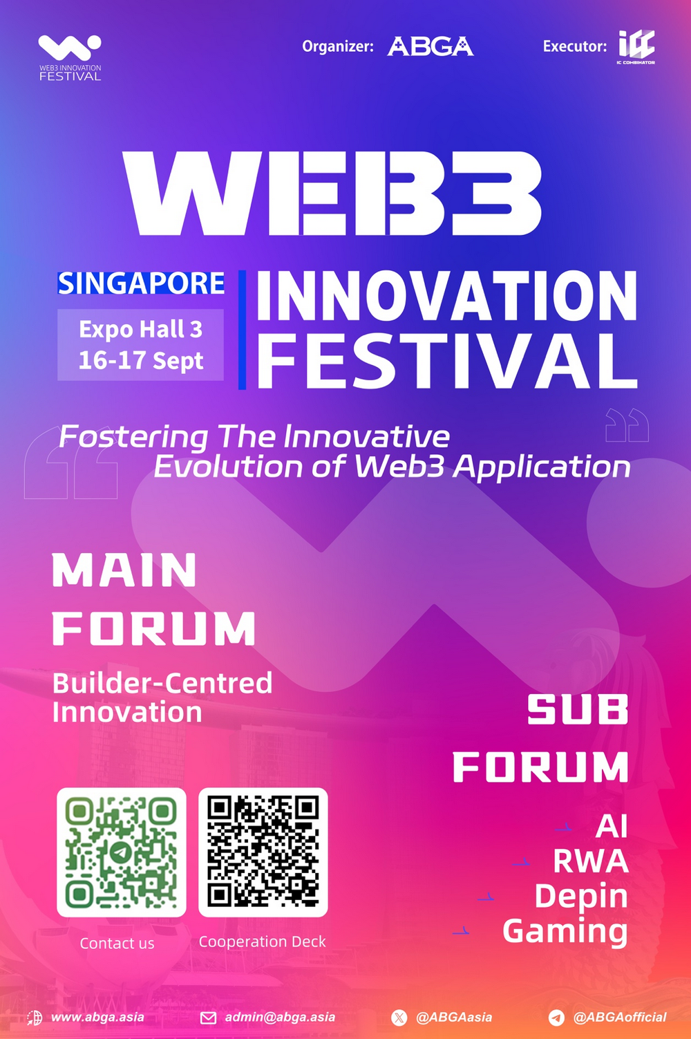 由ABGA主办，ICC承办的Web3 Innovation Festival将于9月16日至17日隆重举办