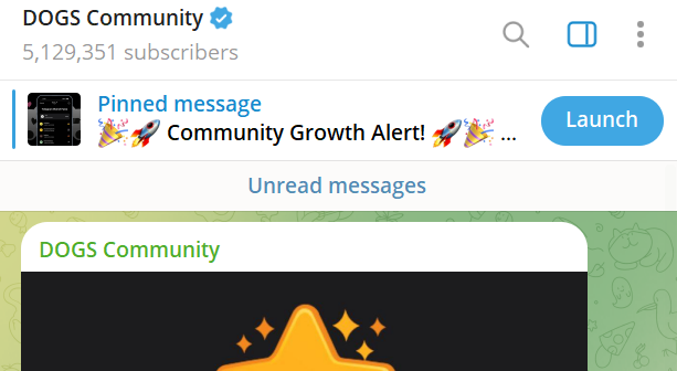 DOGS的Telegram頻道訂閱數已突破500萬
