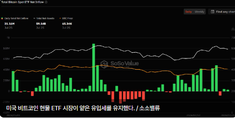 美 비트코인 현물 ETF 시장, 얕은 순유입세 유지