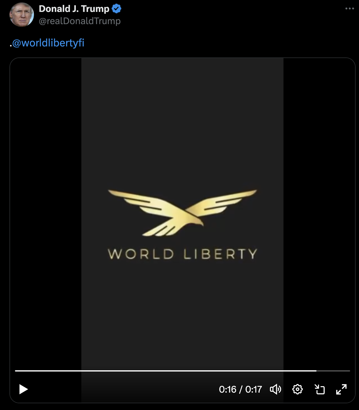 特朗普发布World Liberty相关视频，称已制订计划让美国成为“加密之都”