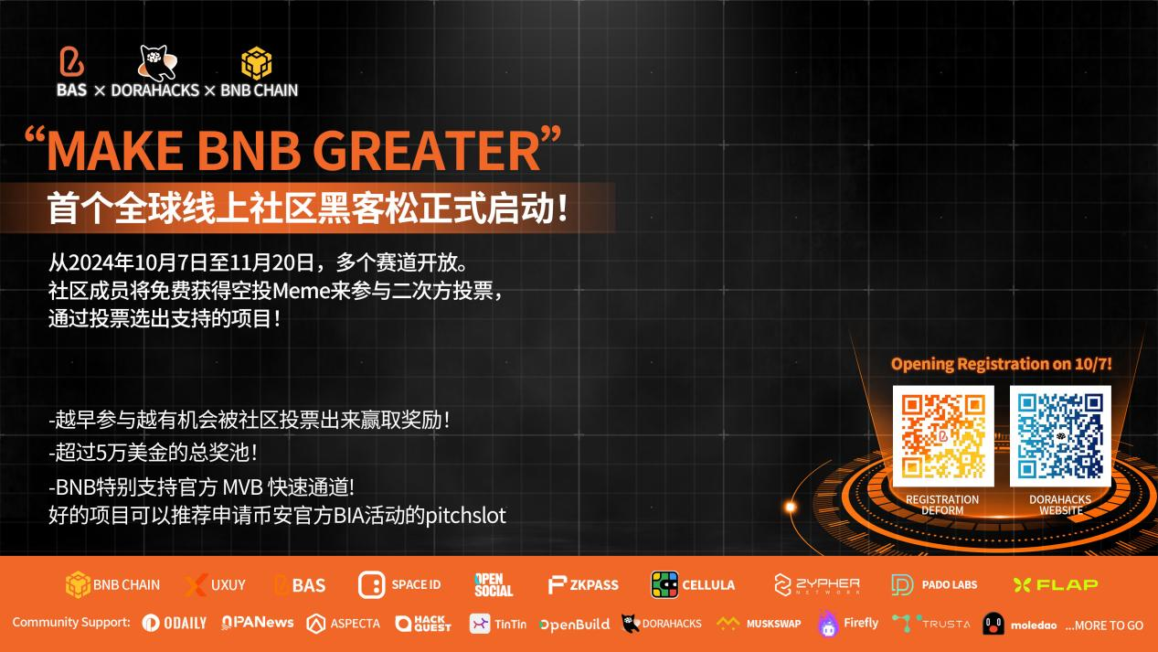 重磅来袭！全球首个社区驱动黑客松——“Make BNB Greater” Buildathon 正式点燃创新热潮！