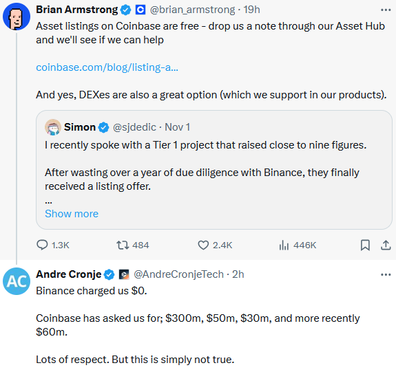 Andre Cronje驳斥Coinbase CEO“免费上线资产”：说法不实